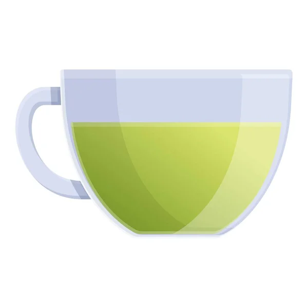 Icono de bolsa de té verde, estilo de dibujos animados — Vector de stock