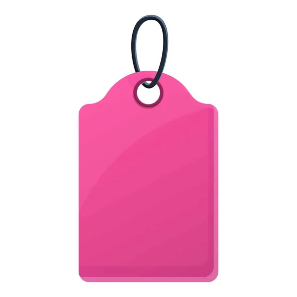 Icono de etiqueta de tela rosa, estilo de dibujos animados — Vector de stock