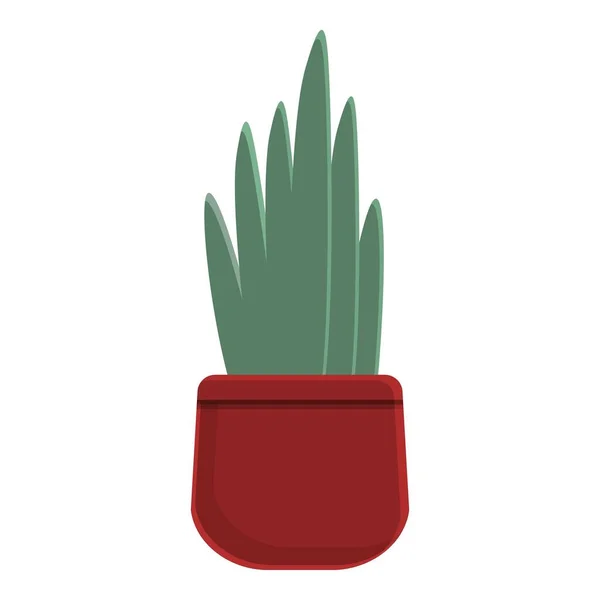 Cozy home green plant pot icon, cartoon style — Stock Vector