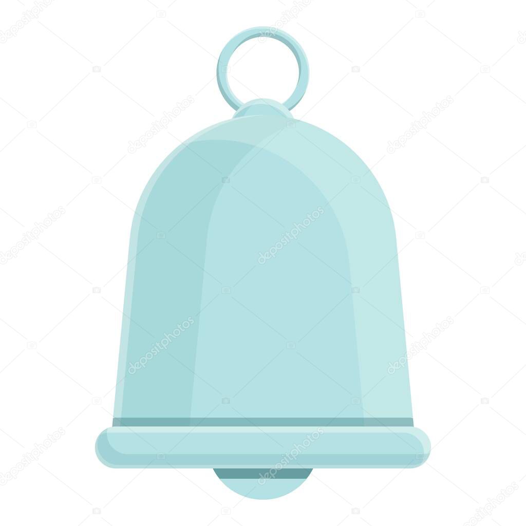 Cozy home silver bell icon, cartoon style