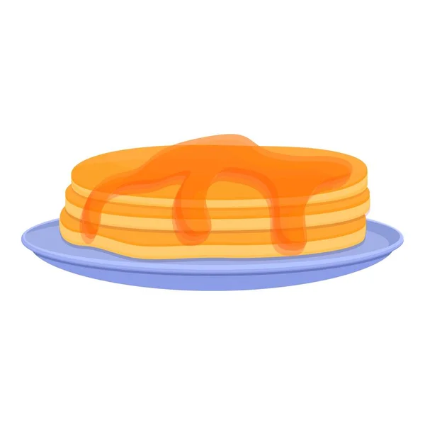 朝食の蜂蜜パンケーキのアイコン、漫画スタイル — ストックベクタ