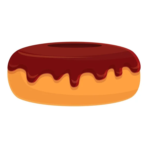 Pequeno-almoço ícone de donut de chocolate, estilo cartoon — Vetor de Stock
