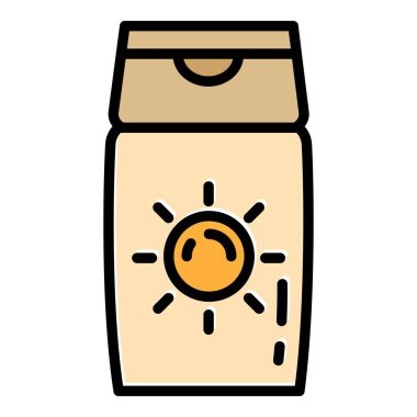 Sunscreen cream bottle icon, outline style clipart