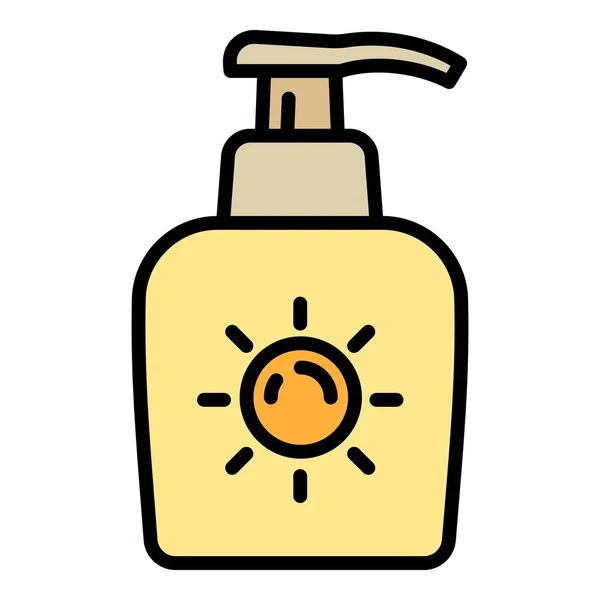 Icono del dispensador de crema protector solar, estilo de contorno — Vector de stock