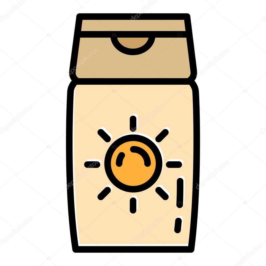 Sunscreen cream bottle icon, outline style