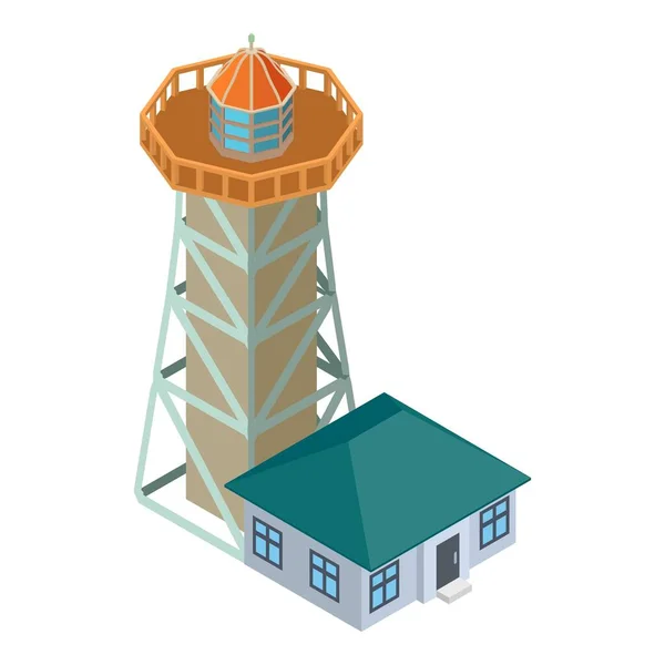 Searchlight tower icon, isometric style — Stock Vector
