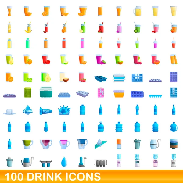 100 drink icons set, cartoon style — Stock Illustration 100 drink icons set, cartoon style Royalty Free Stock Vectors