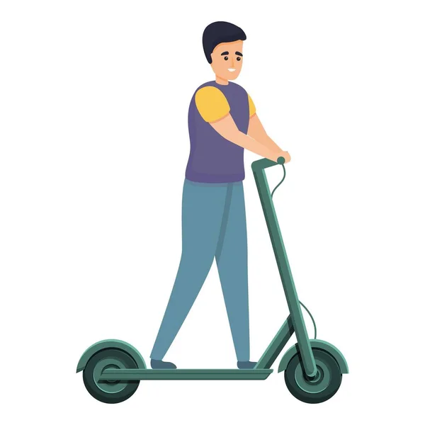 Boy jízda elektrický skútr ikona, kreslený styl — Stockový vektor