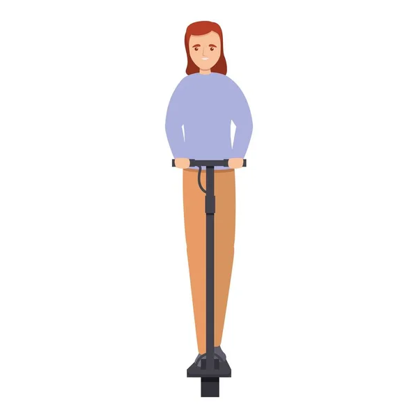 Letnia dziewczyna na ikonie skutera elektrycznego, w stylu kreskówki — Wektor stockowy
