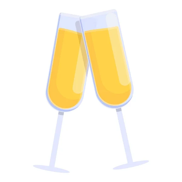 Champagne bersorak ikon, gaya kartun - Stok Vektor