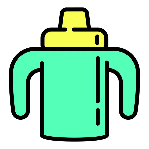 Baby plastic milk bottle icon, outline style — Stock Vector
