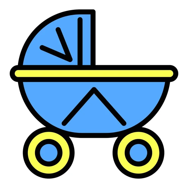 Baby textiel kinderwagen icoon, outline stijl — Stockvector