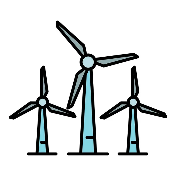 Windturbine plant icoon, omtrek stijl — Stockvector