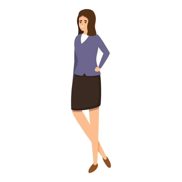 Successful business woman icon, cartoon style — стоковый вектор