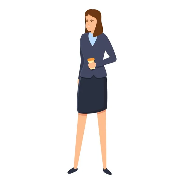 Erfolgreiche Geschäftsfrau Kaffeetasse Ikone, Cartoon-Stil — Stockvektor
