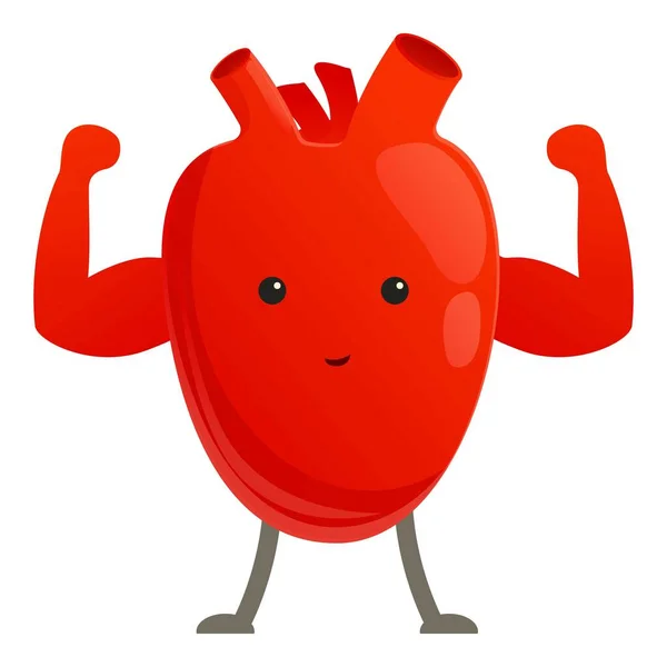 健康な筋肉の心臓のアイコン、漫画のスタイル — ストックベクタ