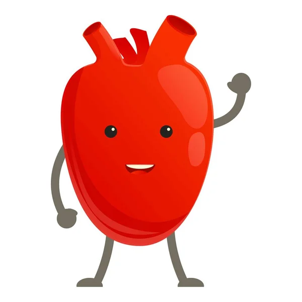 Healthy smiling heart icon, cartoon style — Stock Vector