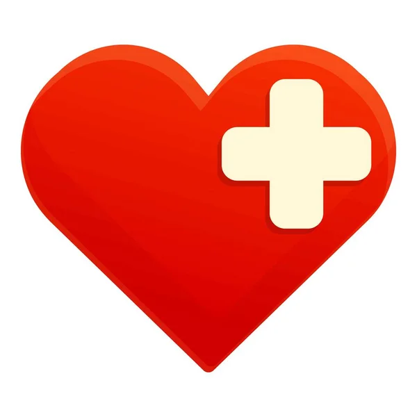 Healthy heart medical icon, cartoon style — Stock Vector