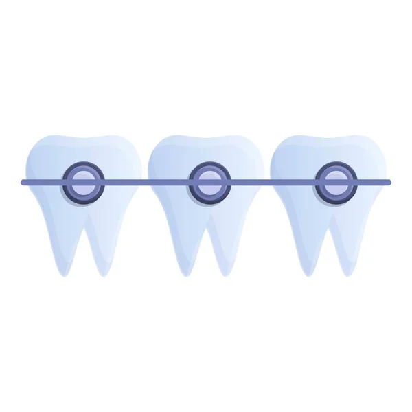 Зубные брекеты икона, стиль мультфильма — стоковый вектор