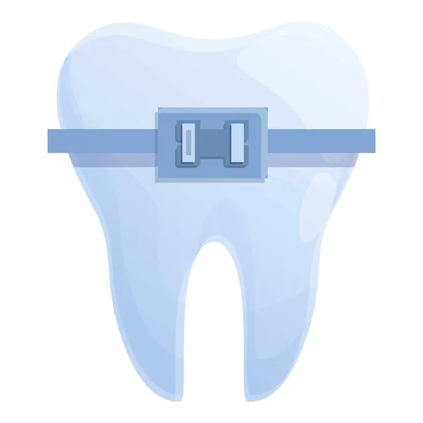 Зубные брекеты икона клиники, мультяшный стиль — стоковый вектор
