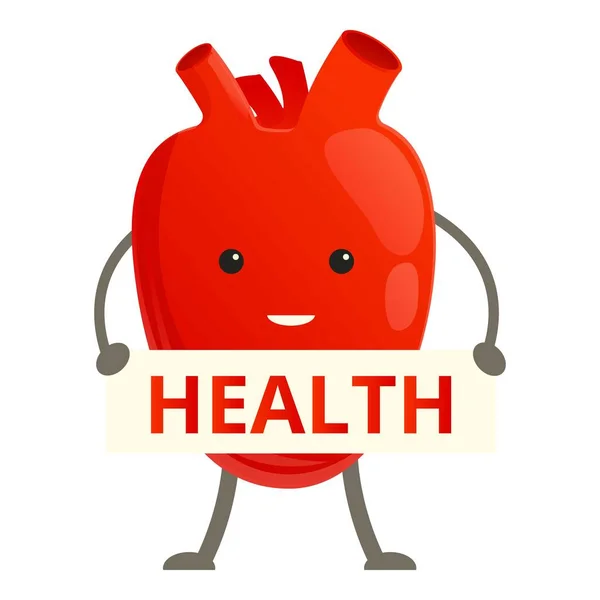 Healthy heart icon, cartoon style — Stock Vector