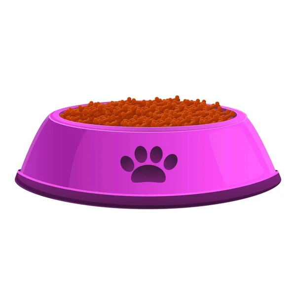 Ícone tigela de comida de cão completo, estilo dos desenhos animados —  Vetores de Stock