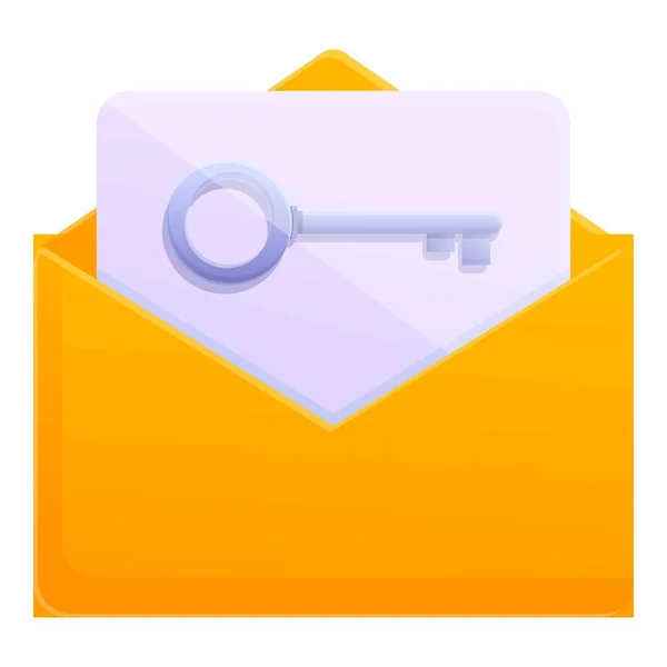 Chave desbloquear ícone de correio, estilo dos desenhos animados — Vetor de Stock