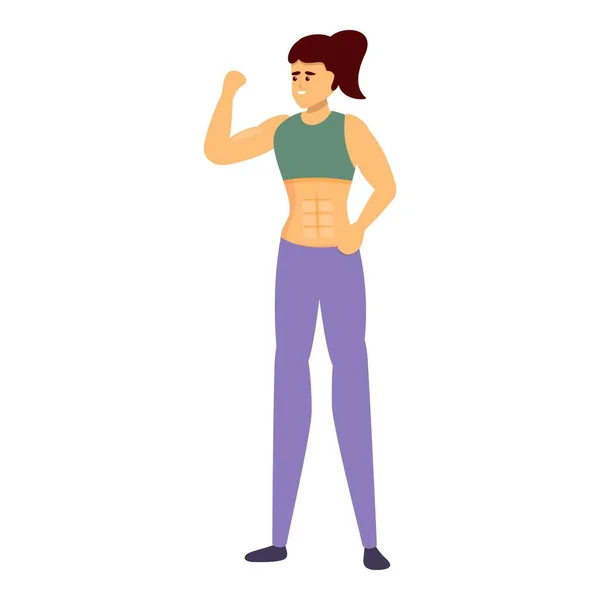 Ícone de musculação jovem mulher, estilo de desenho animado —  Vetores de Stock