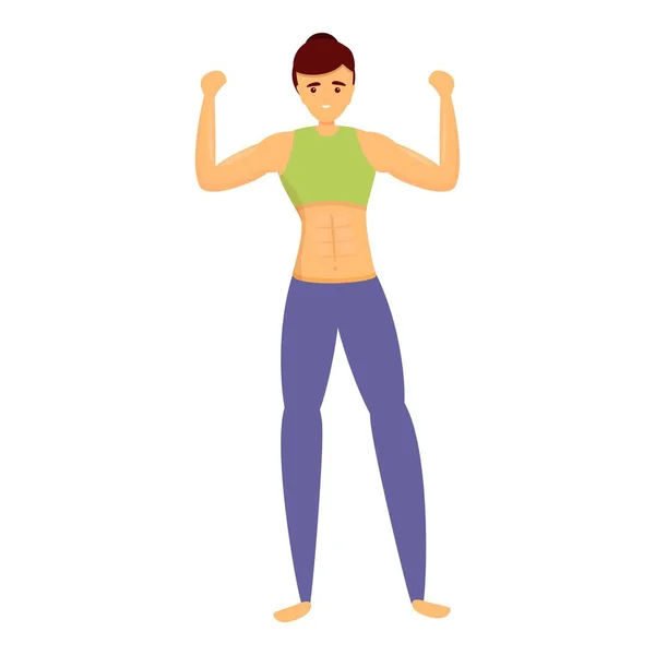 Bodybuilder gym meisje pictogram, cartoon stijl — Stockvector