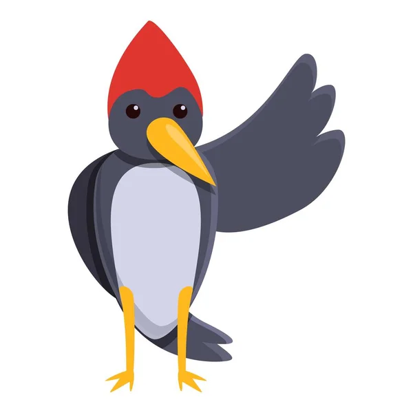 Icono pájaro carpintero, estilo de dibujos animados — Vector de stock