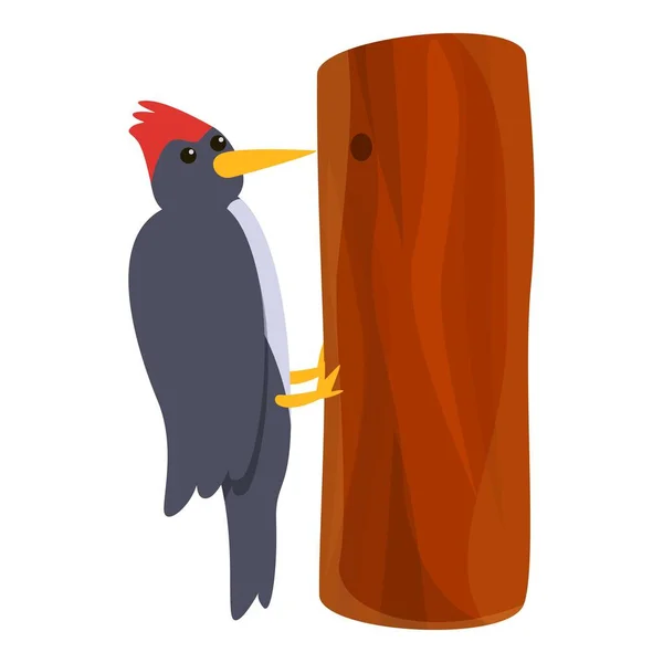 Woodpecker árvore buraco ícone, estilo dos desenhos animados —  Vetores de Stock