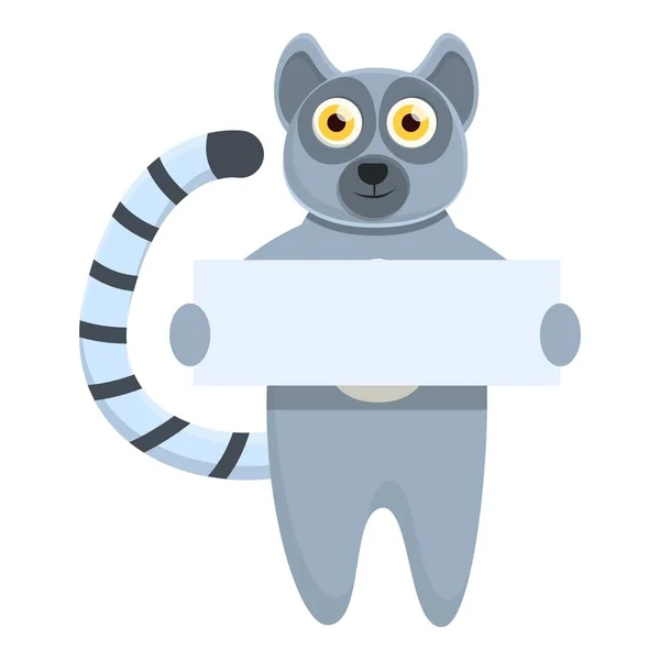 Lemur con icono de la bandera, estilo de dibujos animados — Vector de stock