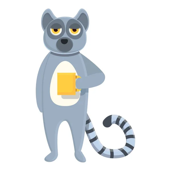 Lemur com ícone de caneca de chá, estilo cartoon —  Vetores de Stock