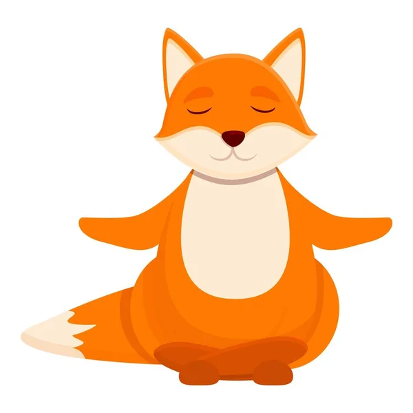 Icono de meditación Fox, estilo de dibujos animados — Vector de stock