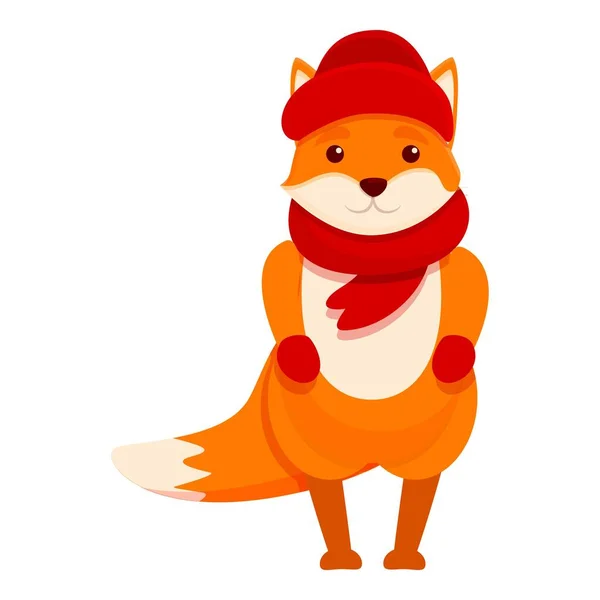 Fox icono de la ropa interior de invierno, estilo de dibujos animados — Vector de stock