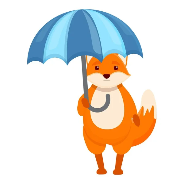 Paraguas de lluvia Fox icono, estilo de dibujos animados — Vector de stock