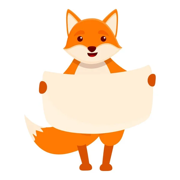 Icono de banner de papel Fox, estilo de dibujos animados — Vector de stock