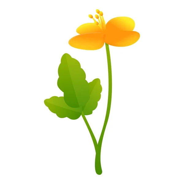 Celandine ícone de flor medicina, estilo dos desenhos animados — Vetor de Stock