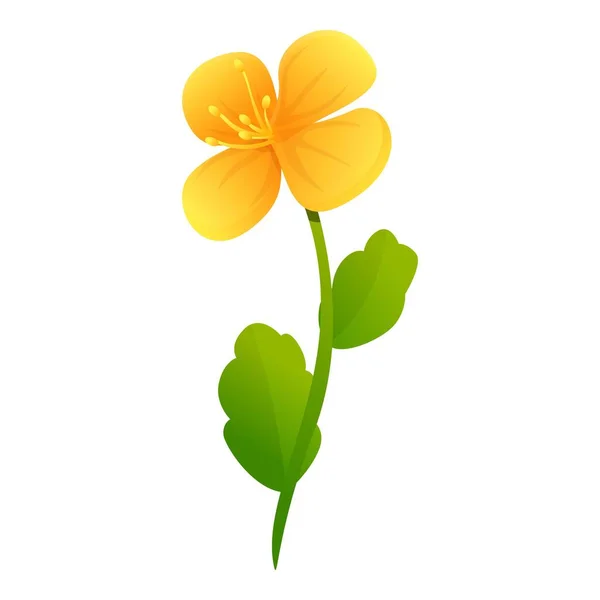 Celandine ícone da flor do jardim, estilo dos desenhos animados — Vetor de Stock