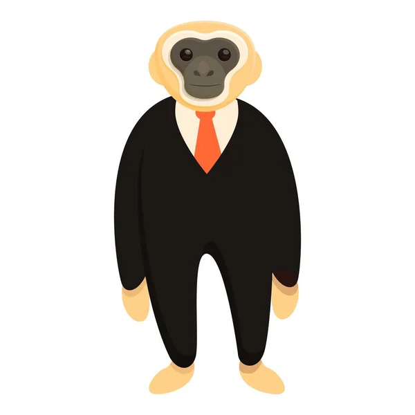 Gibbon en el icono del traje, estilo de dibujos animados — Vector de stock