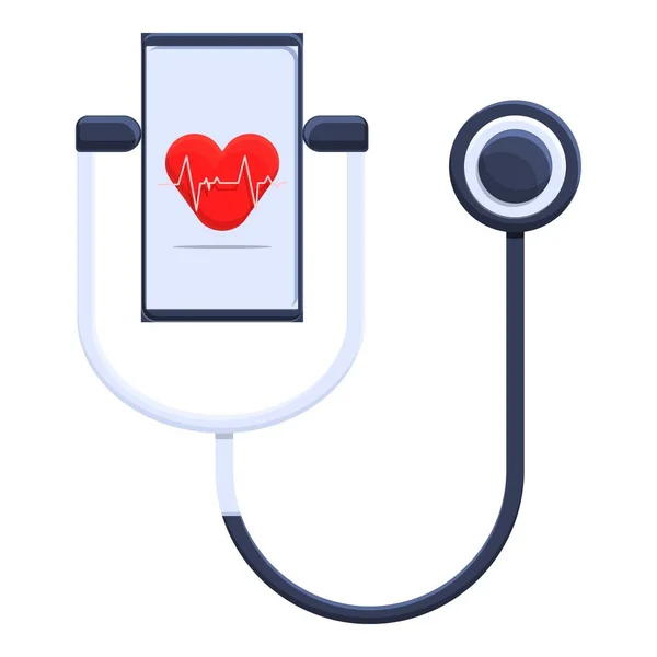 Telemedicine stethoscope icon, cartoon style — Stock Vector