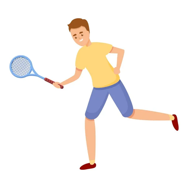 Sopro com ícone de raquete de tênis, estilo cartoon — Vetor de Stock