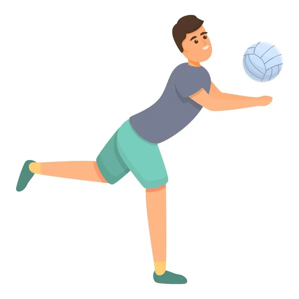 Ridículo ícono jugador de voleibol, estilo de dibujos animados — Vector de stock