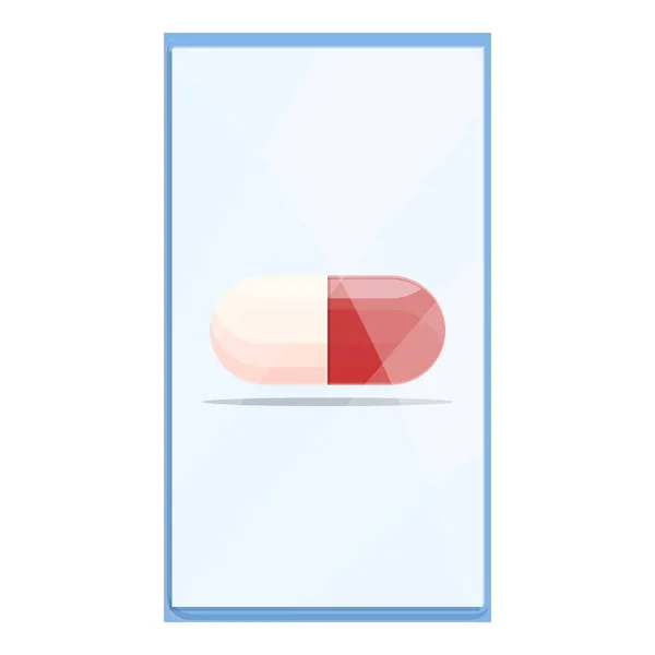 Telemedicina cápsula icono de la píldora, estilo de dibujos animados — Vector de stock