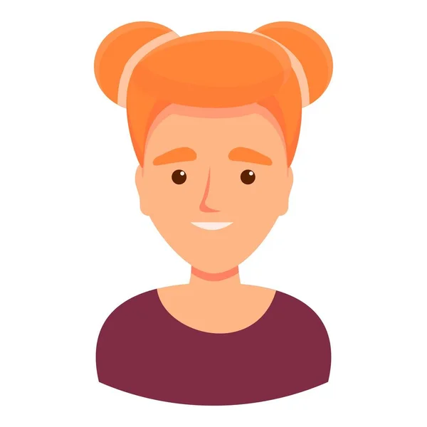 Chica con el icono de pelo rojo, estilo de dibujos animados — Vector de stock