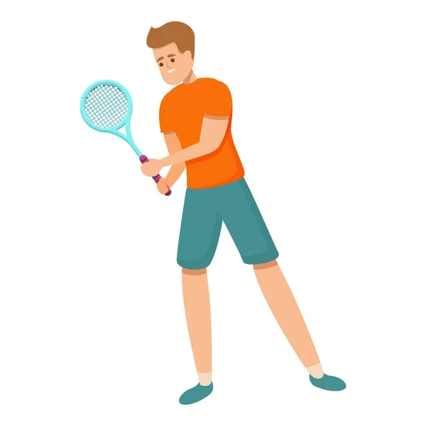 Икона любительского тенниса, стиль мультфильма — стоковый вектор