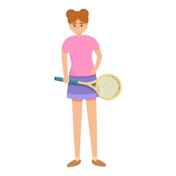 Mujer icono de tenis, estilo de dibujos animados — Archivo Imágenes Vectoriales