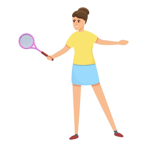 Elegante icono de jugador de tenis, estilo de dibujos animados — Archivo Imágenes Vectoriales