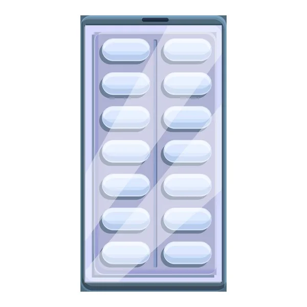 Telemedicine pillen icoon, cartoon stijl — Stockvector