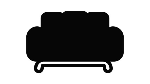 Læder sofa ikon animation – Stock-video